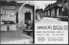 Barre, VT 1950s RPPC - Arnholm's Motel & Antiques Advertising Postcard - $12.75