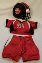 Build a Bear Red and Black Paw Print Football Uniform with Helmet BABW - £10.17 GBP