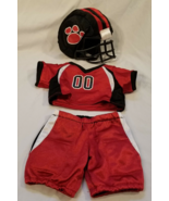 Build a Bear Red and Black Paw Print Football Uniform with Helmet BABW - £10.20 GBP