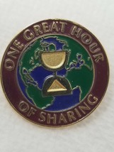 Pin One Great Hour of Sharing Vintage Metal Enamel Chalice Religious  - £9.07 GBP