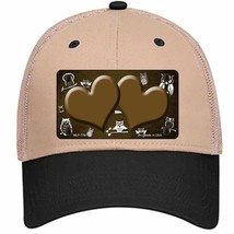 Brown White Owl Hearts Oil Rubbed Novelty Khaki Mesh License Plate Hat - £22.67 GBP