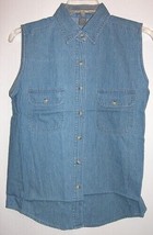 Sleeveless Blue Denim Shirt 100% Cotton Women Med / Large Upper West Side New - £11.54 GBP