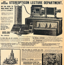 1969 Stereopticon Projector 1901 Repro Advertisement Sears McKinley Shot... - $24.99
