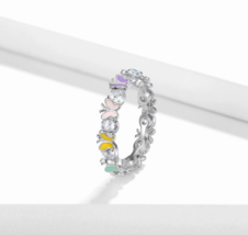 Exquisite 925 Sterling Silver Dazzling Zircon Rainbow Butterfly Charm Ring - £46.98 GBP