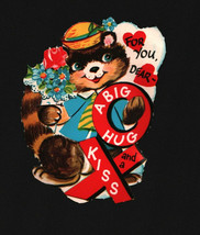 Vintage Valentines Day Card Raccoon with Flowers - £6.34 GBP
