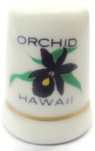 Purple Orchid Flower Hawaii Vintage White Thimble Gold Trimmed Band Collectible - £11.69 GBP