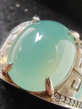 Icy Ice Light Green 100% Natural Burma Jadeite Jade Ring # Sterling Silver # - £943.62 GBP