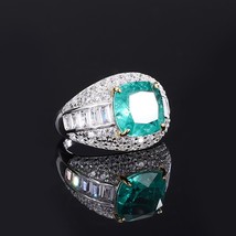 Trend 100% 925 Sterling Silver 10*10mm Green Tourmaline Gemstone Rings for Women - £40.70 GBP