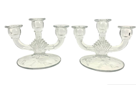 VTG Set of 2 Etched Glass 3 Tier Candle Holder Clear Glass Elegant Votive  - £15.85 GBP