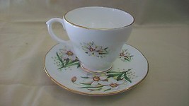 DUCHESS BONE CHINA CUP &amp; SAUCER, MADE IN ENGLAND, FLOWER PATTERN WITH GO... - £31.98 GBP