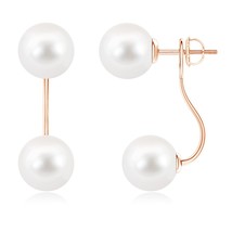 ANGARA 9mm Two Stone Freshwater Pearl Front Back Earrings in 14K Solid Gold - £219.30 GBP