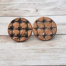 Vintage Screw On Earrings Copper Tone Patterned Circle - £10.38 GBP