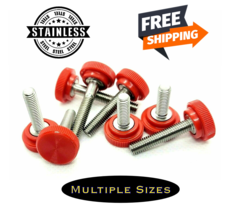 M5 x .8mm Knurled Thumb Screw Bolts with Red Round Clamping Knob Stainless 5mm - £13.50 GBP+