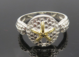 925 Sterling Silver - Shiny Two Tone Starfish Motif Band Ring Sz 8 - RG11109 - $28.95