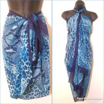 Beautiful animal print long short pareo sarong swimsuit cover-up wrap 16... - $698.02 MXN