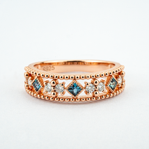 14K Lab Alexandrite and Moissanite Gold Engagement Band Rose Gold Ring - $300.00+
