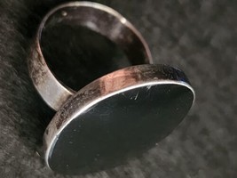 Large Vintage Saul Taxco Black Onyx  Ring Sterling Silver Tm 127 - £87.58 GBP