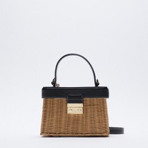 Ized vintage woven rattan crossbody bags casual straw handbag shoulder beach bag clutch thumb200