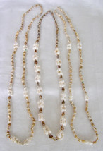 Vintage Set Of 3 Lei Momi Shell NECKLACES-WHITE,CARAMEL,SPOTTED Momi SHELLS-LONG - £9.35 GBP