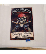 Funny sea pirate bitches booty booze steel metal sign - £70.39 GBP