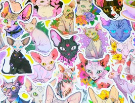 Sphynx Cat Stickers Pack, 50 PCS a pack, Waterproof, Reusable, Very Cute!! - $9.54 CAD