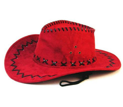 6 Red Leather Cowboy Hat Mens Hats Western Wear Womens Bulk Lot Headwear New - £22.84 GBP