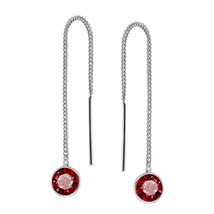Simple Round Red CZ Thread Slide Thru Sterling Silver Earrings - $14.25
