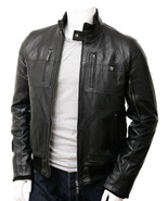 Jet Black Leather Jacket For Men - $115.00 - $125.00