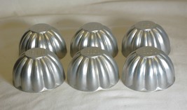 Jello Aluminum Individual Fluted Molds Baking Tin 3” Vintage Set of 6 - £13.19 GBP