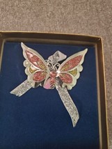 2007 Gloria Duchin Butterfly Hope Metal Ornament Nwob Signed Pink - £4.48 GBP