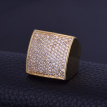Elvis Presley TCB LAB Austrian Crystal Big Square Gold Plated Mens Ring ... - £20.44 GBP