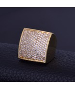 Elvis Presley TCB LAB Austrian Crystal Big Square Gold Plated Mens Ring ... - £20.72 GBP