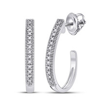 10kt White Gold Womens Round Diamond Half J Hoop Earrings .03 Cttw - £128.76 GBP