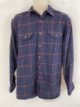 Pendleton Toms Kay Mens M Navy Blue Windowpane Plaid Washable Wool Flannel Shirt - £62.66 GBP