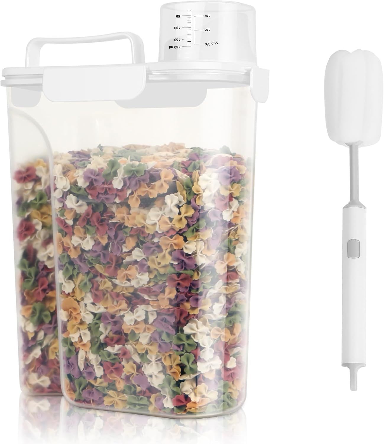 10 Lbs Rice Container With Cleaning Brush, Cereal Containers Storage, White - $31.92