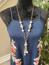 Shein Curve Women Blue Floral Square Neck Sleeveless Knee Length Dress Size 2XL - £21.39 GBP