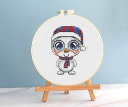 Snowman Christmas Cross Stitch Pattern pdf - Xmas card easy cross stitch  - £3.16 GBP