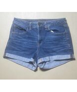 Aeropostale Flex Effects High Waisted Midi Denim Shorts Women 8 Blue Rol... - $19.34 CAD