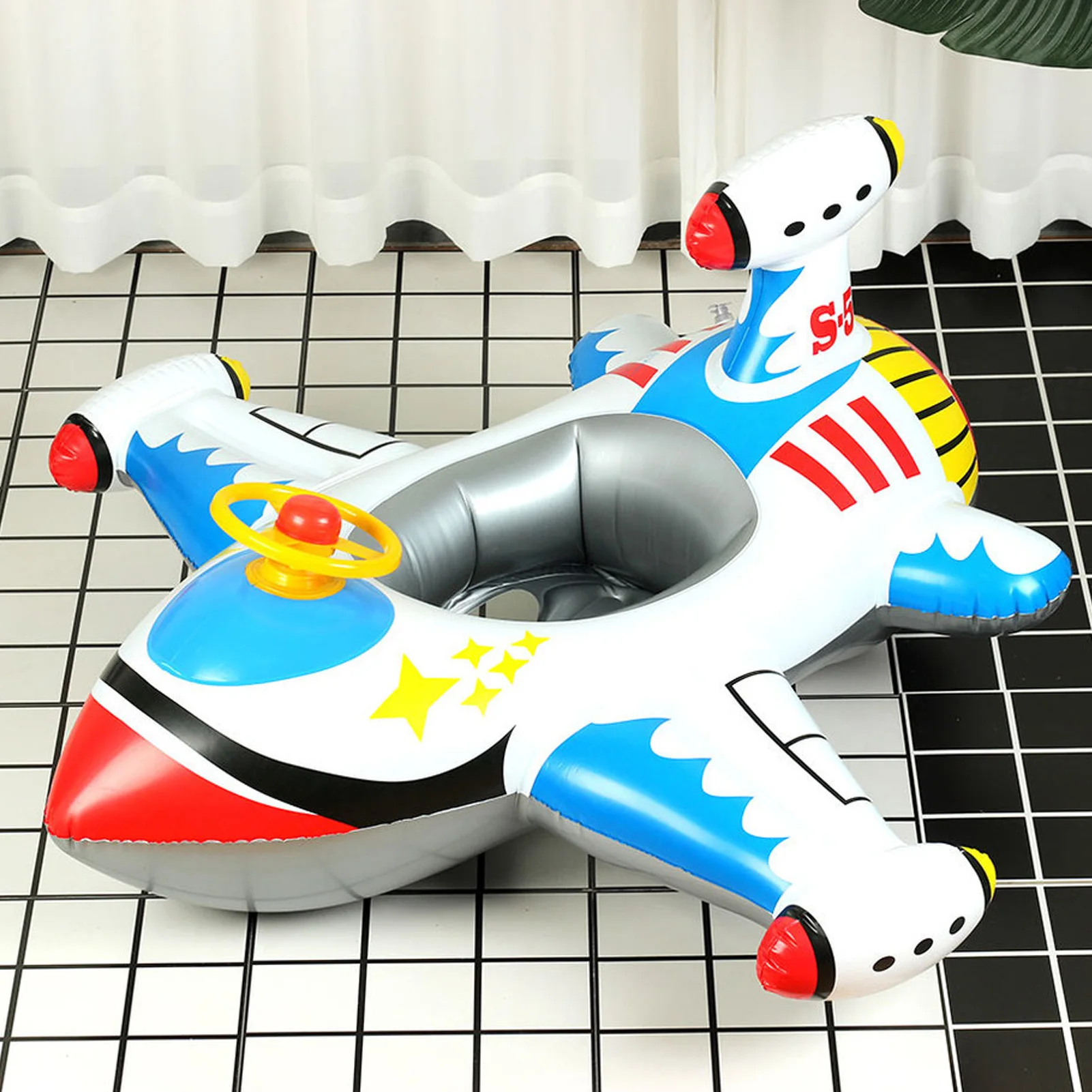 Inflatable Airplane Swimming Ride-on Pool Swimming Circle Toy Inflated Plane - £22.22 GBP+