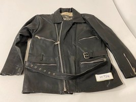 CARLO COMBERTI Vintage Leather Motorcycle Jacket  Armpit/Armpit 23&quot;  (mc924) - £48.13 GBP