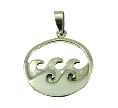 Handcrafted Solid 925 Sterling Silver Double Waves Charm, Sea Surfer Pendant - £13.06 GBP