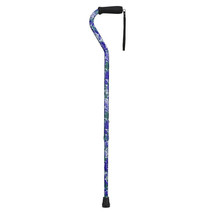 Designer Adjustable Offset Handle Walking Cane Purple Flowers - $17.00