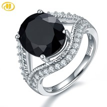 Stock Clearance Natural Black Spinel Sterling Silver Rings S925 Classic Style Je - £40.23 GBP