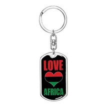 Love Africa Flag Heart Dog Tag Pendant Keychain Stainless Steel or 18k Gold - £35.56 GBP