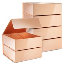 6 Pack Proposal Boxes, 9.5 X 9.5 X 3.5 Inch Glossy Rose Gold Magnetic Gift Box - £45.55 GBP