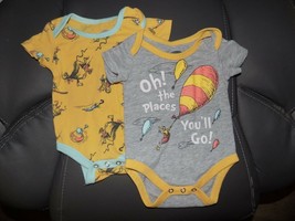 Dr Seuss Oh the Places You&#39;ll Go 2 PC Snap Tee&#39;s Size Newborn EUC - £14.58 GBP