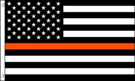 AMERICAN BLACK WHITE THIN ORANGE LINE 3 X 5 FLAG FL740 banner search res... - $6.60
