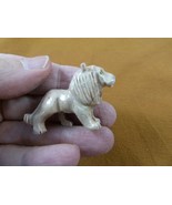 Y-LIO-RO-40 gray white LION standing wild cat king SOAPSTONE PERU FIGURI... - $8.59