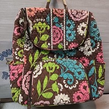 Vera Bradley 15&quot; Backpack Quilted Brown Floral Zipper VGC - $19.99