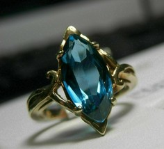 2.20Ct Marquise Simulated Blue Topaz 14k Yellow Gold Plated Engagement Ring - £94.47 GBP